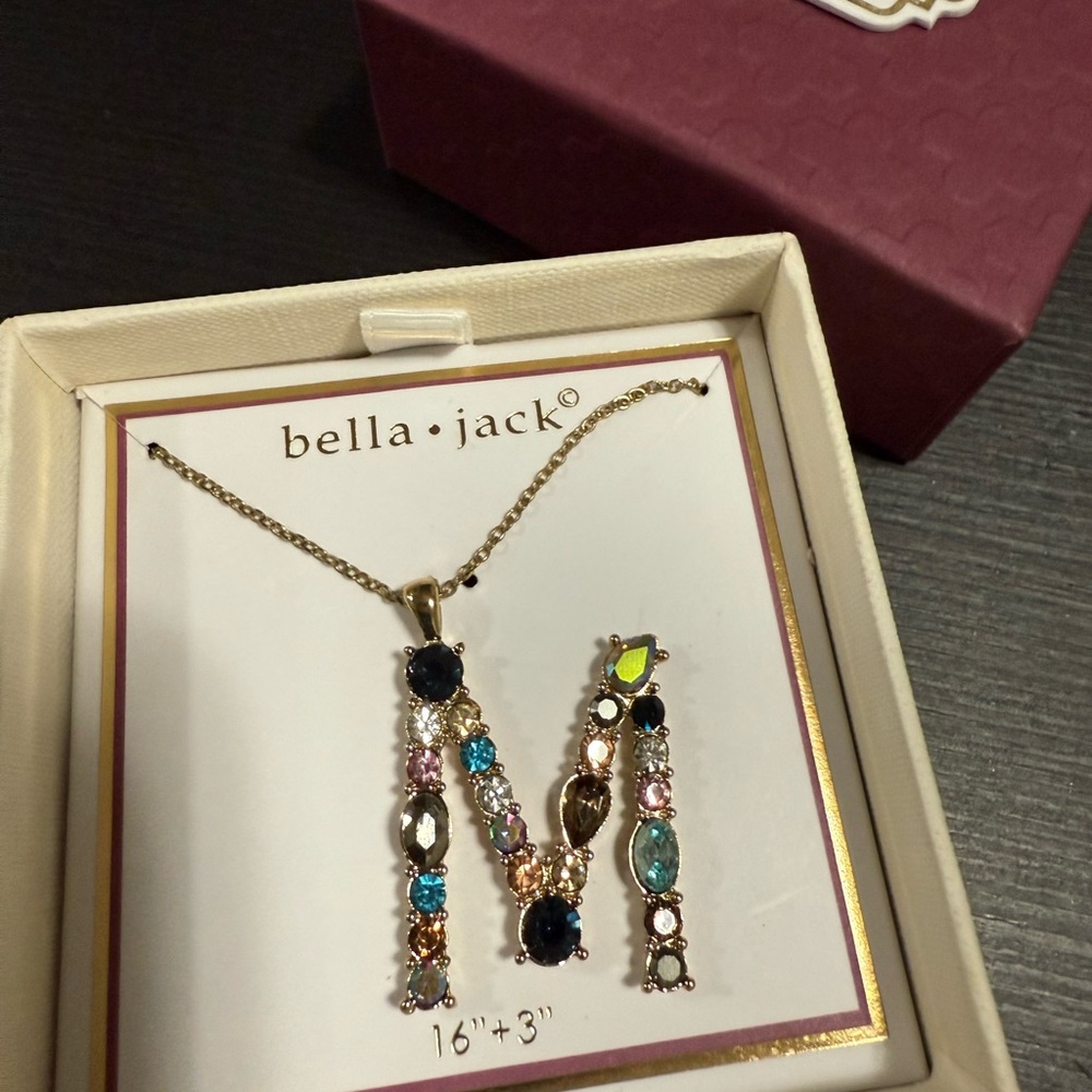 Gold Multicolor Initial M Necklace